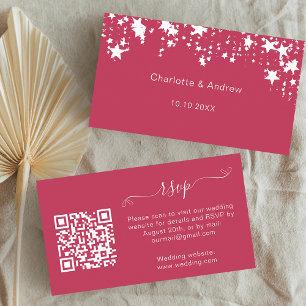 Carte D'accompagnement Magenta rose mariage site de réponse QR code RSVP