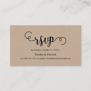 Carte D'accompagnement Magnifique kraft noir rustique et élégant, mariage