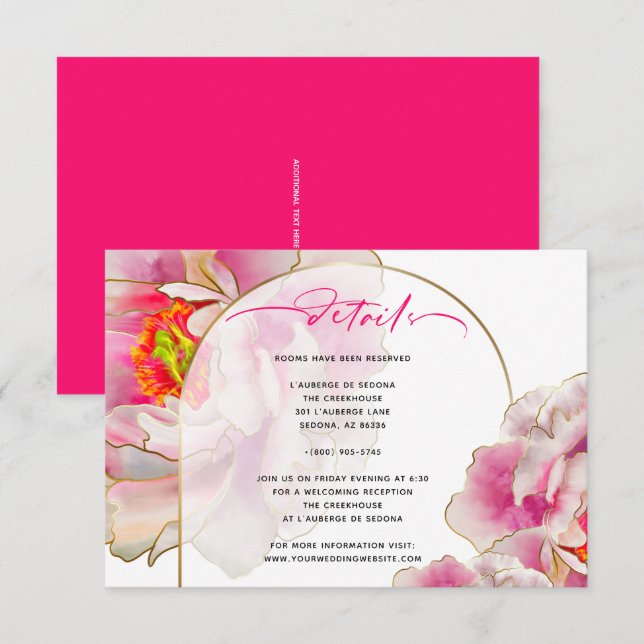 Carte D'accompagnement Magnifique Scarlet Peony Floral Details Card (Devant / Derrière)