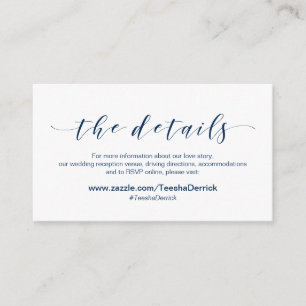 Carte D'accompagnement Magnifiques détails de mariage élégants, écriture 