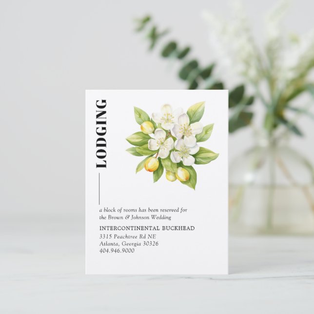Carte D'accompagnement Magnolia Blooms Lemons Mariage (Debout devant)