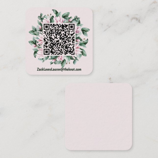 Carte D'accompagnement Magnolia QR Code avec site Mariage (Devant / Derrière)
