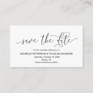 Carte D'accompagnement Main moderne Noir script d'encre Mariage Enregistr