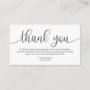Carte D'accompagnement Main noire moderne Lettrée, Merci Mariage
