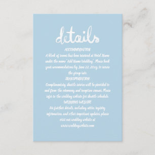 Carte D'accompagnement Main Whimsical Écrit Simple Bleu Bleu Bleu Clair