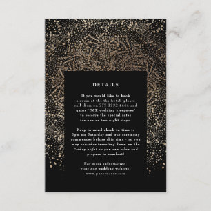 Carte D'accompagnement Main Whimsical Formelle Tirée Noir et Or Mandala