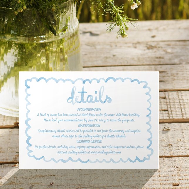 Carte D'accompagnement Main Whimsical Illustré Cadre bleu clair (Créateur téléchargé)