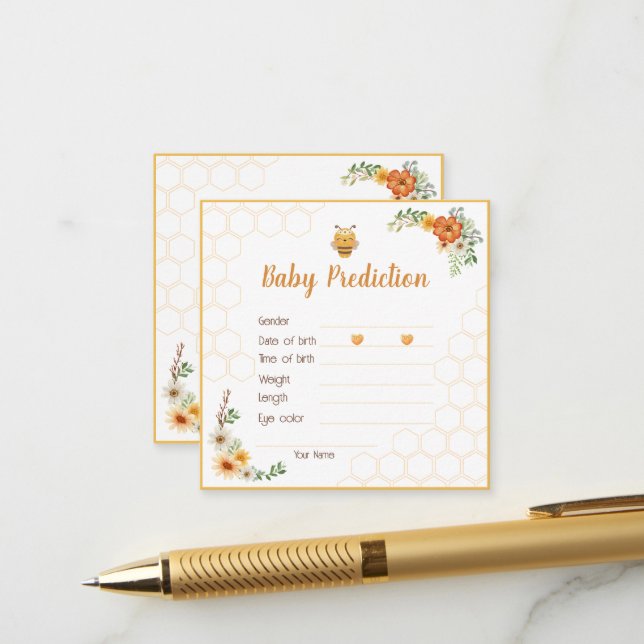 Carte D'accompagnement Maman à être Baby shower prédiction bébé (Devant/Arrière en situation)