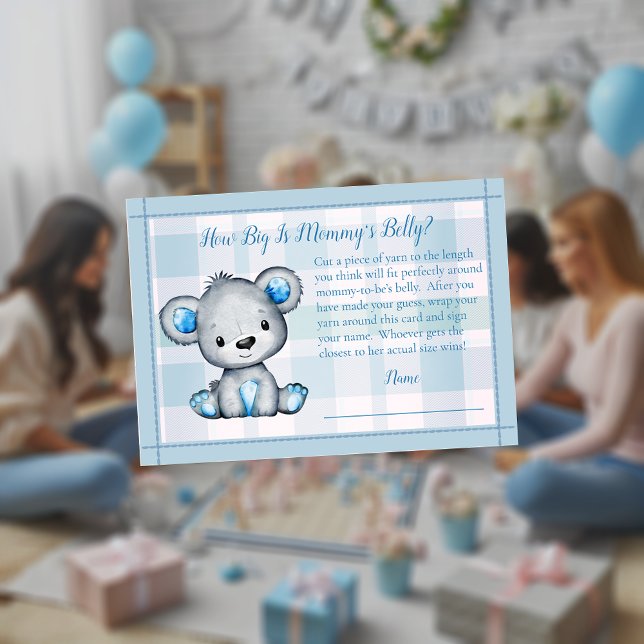 Carte D'accompagnement Maman's Belly Taille mignonne Ours Boy Baby shower (Créateur téléchargé)