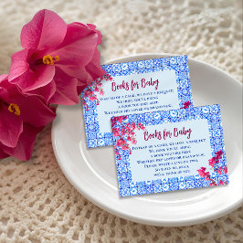 Carte D'accompagnement Mamma Mia Blue Tile Pink Flowers Books for Baby