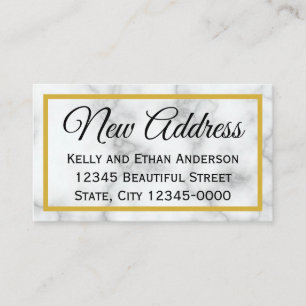 Carte D'accompagnement Marbre blanc Look et Faux Gold Nouvelle adresse