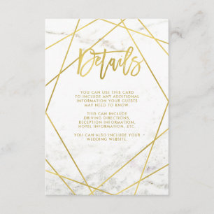 Carte D'accompagnement Marbre et Faux Gold Géométrique Détails au client
