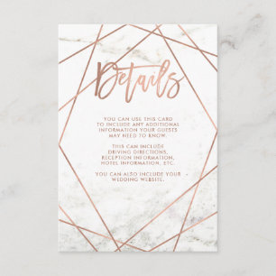 Carte D'accompagnement Marbre et Faux Rose Gold Géométrique Détails