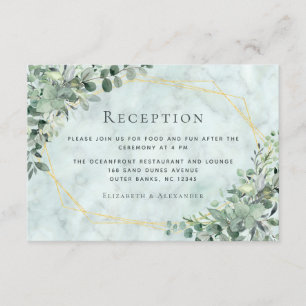 Carte D'accompagnement Marbre Eucalyptus Greenery Gold Mariage Réception