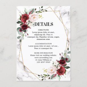 Carte D'accompagnement Marbre floral de Bourgogne - Détails du Mariage gé