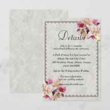 Marbre Floral Lily blanche Détails du Mariage