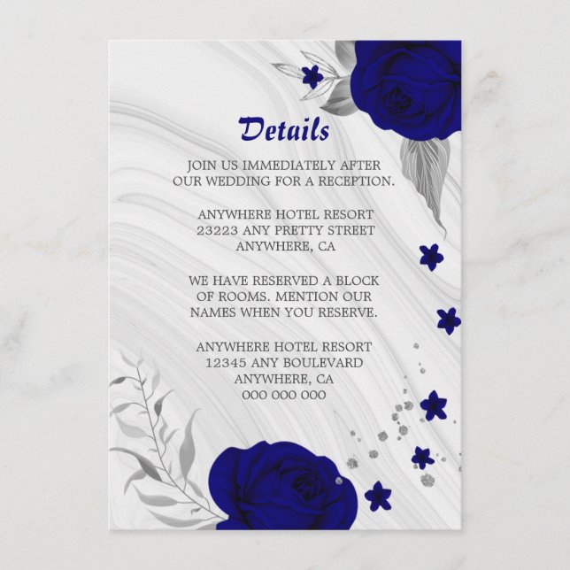 Carte D'accompagnement marbre gris gris gris bleu royal détails (Devant)