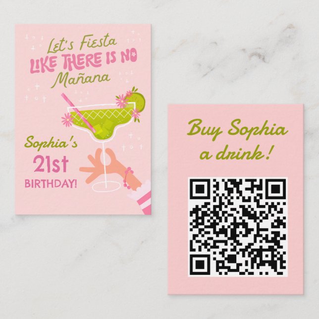 Carte D'accompagnement Margarita Fiesta Anniversaire Acheter Un Verre Cod (Devant / Derrière)