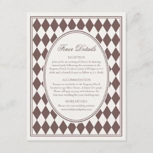 Carte D'accompagnement Mariage à carreaux harlequin brun avec détails raf