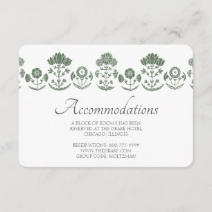 Carte D'accompagnement Mariage à Impression Botanique Verte et Blanche su