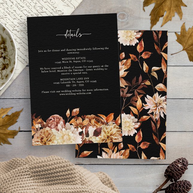 Carte D'accompagnement Mariage à l'automne noir (Black Fall Wedding Enclosure Card
)