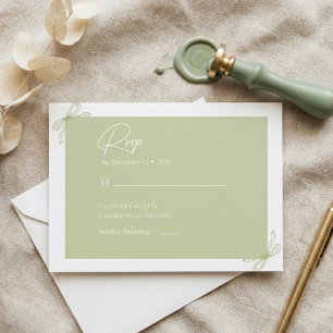 Carte D'accompagnement Mariage à ruban vert sauge