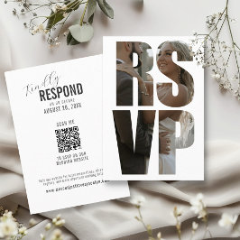 Carte D'accompagnement Mariage amusant RSVP Mots photo Code QR moderne
