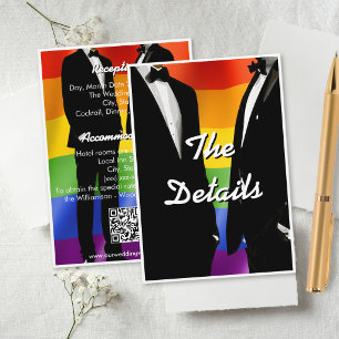 Carte D'accompagnement Mariage arc-en-ciel d'hommes gays modernes élégant