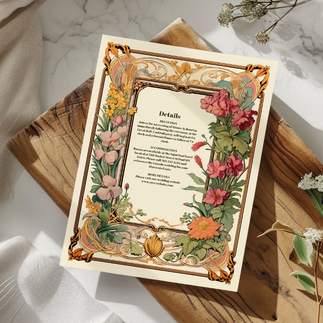 Carte D'accompagnement Mariage Art Nouveau Floral décoratif (Créateur téléchargé)
