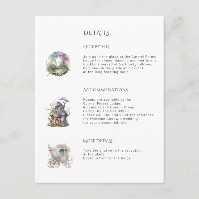 Carte D'accompagnement Mariage au Bois Enchanté  (Devant)