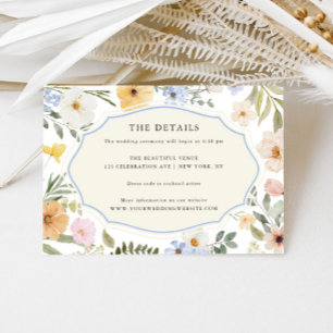 Carte D'accompagnement Mariage au charme vintage avec détails floraux pas