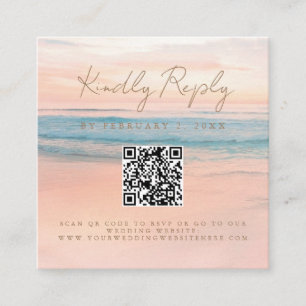 Carte D'accompagnement Mariage au coucher du soleil sur la plage Code Sca