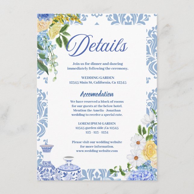Carte D'accompagnement Mariage aux citrons de Méditerranée en été détails (Devant)