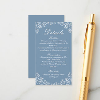 Carte D'accompagnement Mariage aux fleurs sauvages bleu poussiéreux