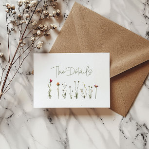 Carte D'accompagnement mariage blanc fleur sauvage détails