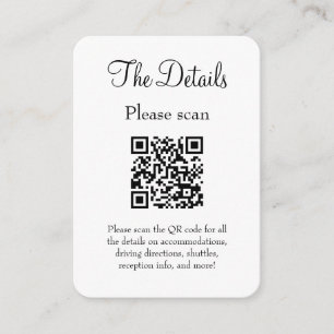 Carte D'accompagnement Mariage blanc simple et moderne avec code QR