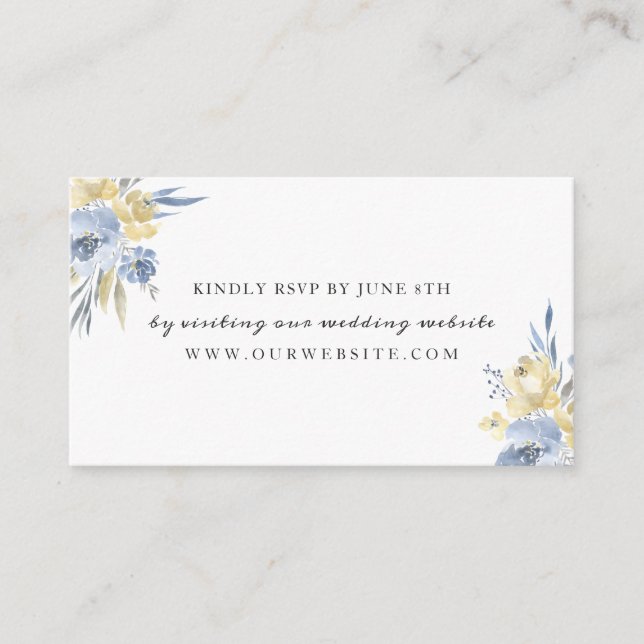 Carte D'accompagnement Mariage bleu Dusty Floral RSVP en ligne (Devant)