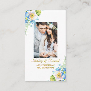 Carte D'accompagnement Mariage Blue Floral Photo Registry Insérer une car