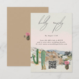 Carte D'accompagnement Mariage bohème au cactus du désert à l'aquarelle