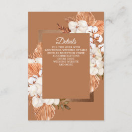 Carte D'accompagnement Mariage Bohème Terracotta Rustique Orchidées Pampa