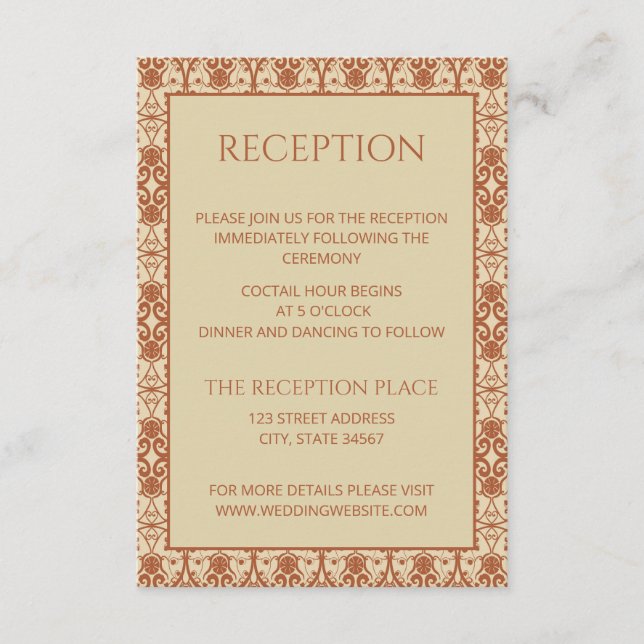 Carte D'accompagnement Mariage Boho Vintage Terracotta (Devant)