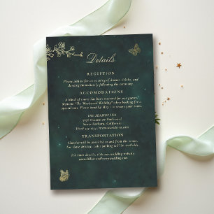 Carte D'accompagnement Mariage Bois Féerique Détails Émeraude Vert