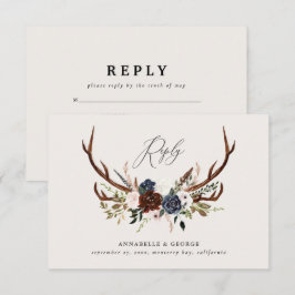 Carte D'accompagnement Mariage botanique floral marine burgundy rustique
