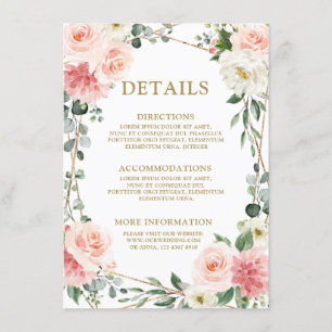 Carte D'accompagnement Mariage botanique géométrique rose pâle