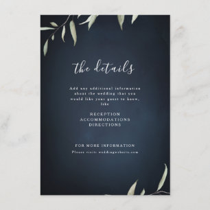 Carte D'accompagnement Mariage botanique minimal de verdure de marine