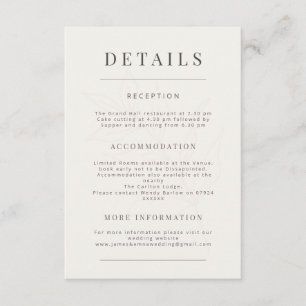 Carte D'accompagnement Mariage Botanique Minimaliste Blanc Chaud