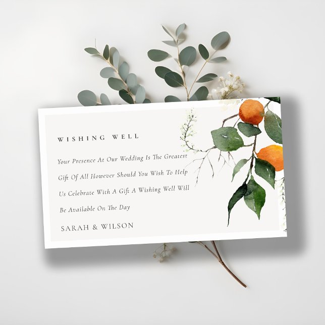 Carte D'accompagnement Mariage Botanique Orange Blossom Souhaite Bien (Créateur téléchargé)