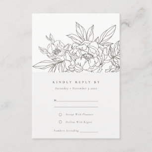 Carte D'accompagnement Mariage Brown floral minimal chic RSVP