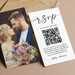 Carte D'accompagnement Mariage budgétaire simple et moderne RSVP Code QR 