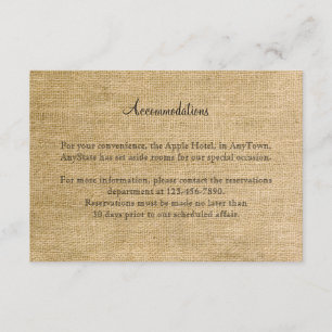 Carte D'accompagnement Mariage Burlap et Birch Posh